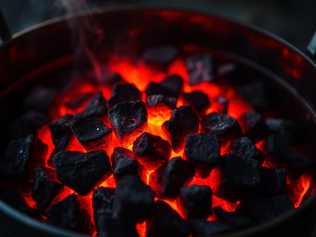 Glowing coconut shell charcoal